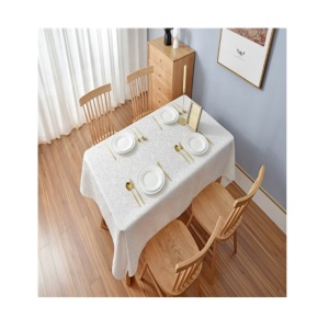 Reka bentuk putih polos klasik untuk alas meja kain poliester serbaguna kalis air buatan rumah yang disesuaikan