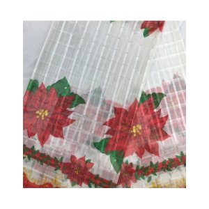 Classical flower design voile check printing fabric for curtain kitchen useful
