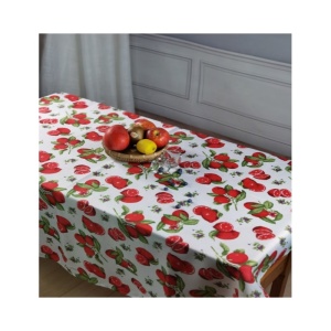Pielāgots poliestera galdauta apdrukāta auduma galda pārvalks āra ūdensizturīgam augstas kvalitātes Bright Red citrona dizainam