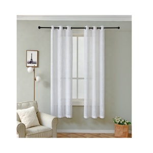 Plain design white color Linen-like curtains polyester fabric windows curtain for living room