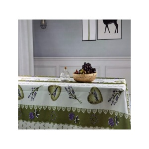 Pure and fresh green style polyester printed tablecloth for home outdoor multipurpose waterproof colour fastness to washing